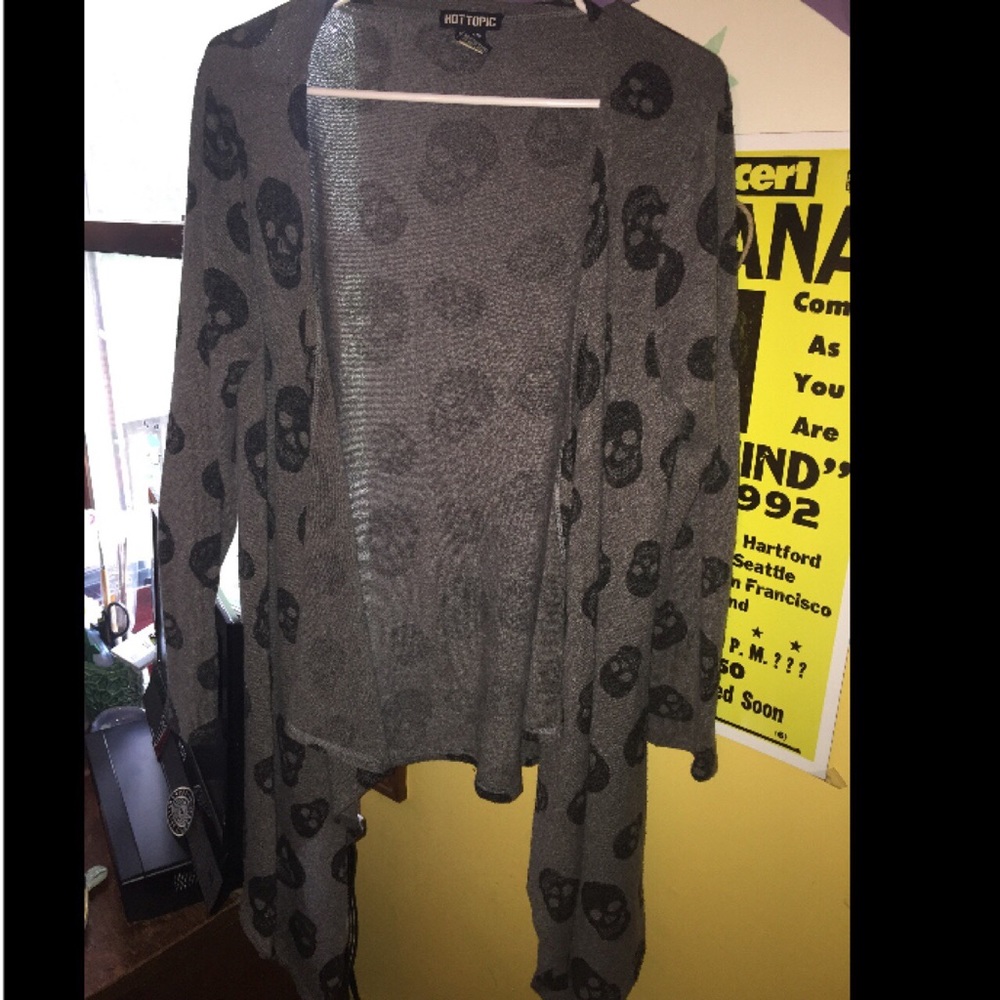 Hot Topic skull sweater cardigan